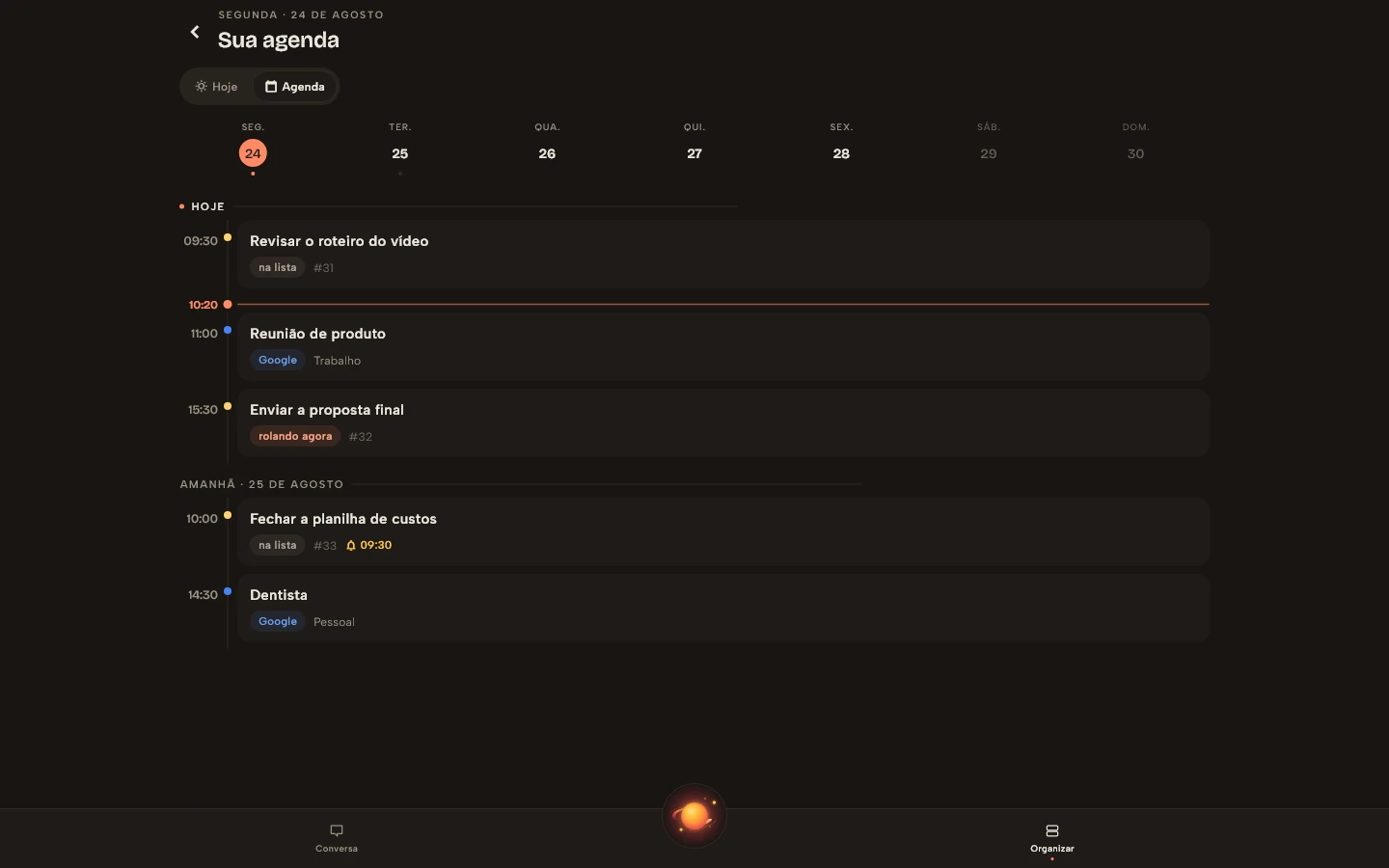 Agenda real do Vidally na versão web