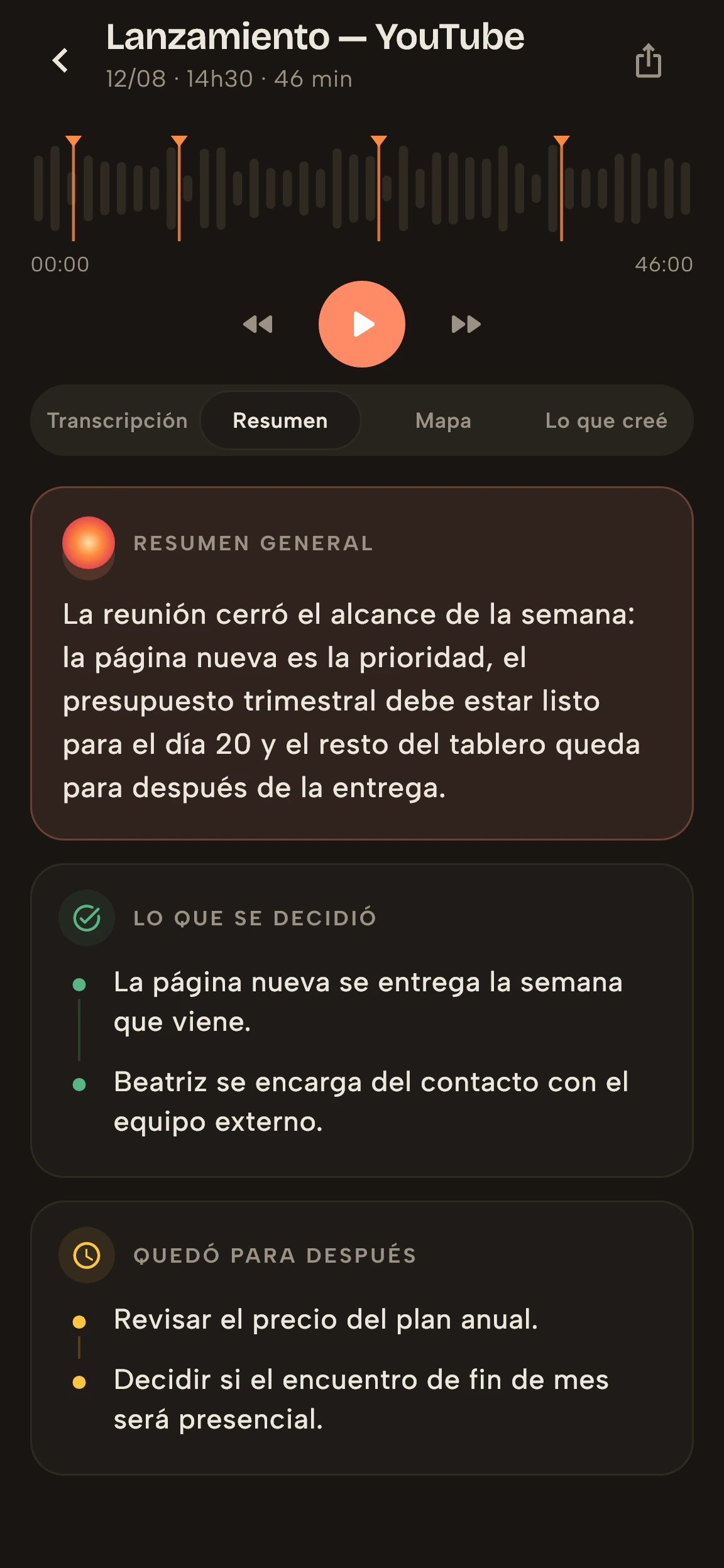 Resumen de una reunión en Vidally